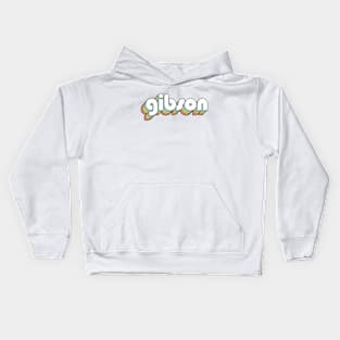 Gibson - Retro Rainbow Typography Faded Style Kids Hoodie